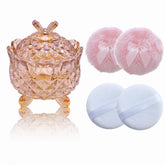 Boîte cristal Qopoto en ambre, rangement élégant pour poudres et accessoires.