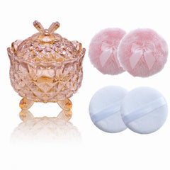 Boîte cristal Qopoto en ambre, rangement élégant pour poudres et accessoires.