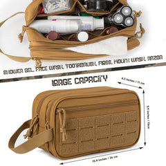 QT&QY trousse toilette tactique avec rangements sèches et humides pour l'organisation.