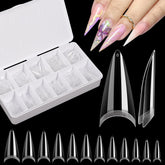 Tip stiletto transparents Quaferen, demi-couvercle, pose durable et nette.