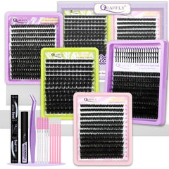QUAFFLY kit-extension-cils-D-Curl 10-18mm prêt pour une application maison.