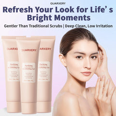 Le gel exfoliant QUARXERY, ingrédients naturels, offre hydratation et apaisement.