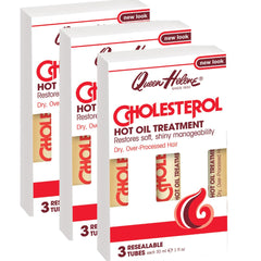 Queen Helene Cholesterol Hot Oil Treatment front view tubes deliver moisture to dry hair