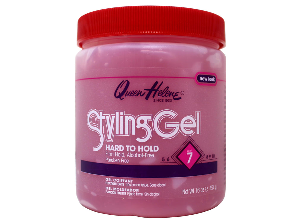 Gel coiffant Queen Helene avec prise ferme extrême pour un style durable sans résidu.