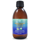 QUEEN OF THE THRONES huile de ricin dorée, bouteille ambrée pour soins naturels.
