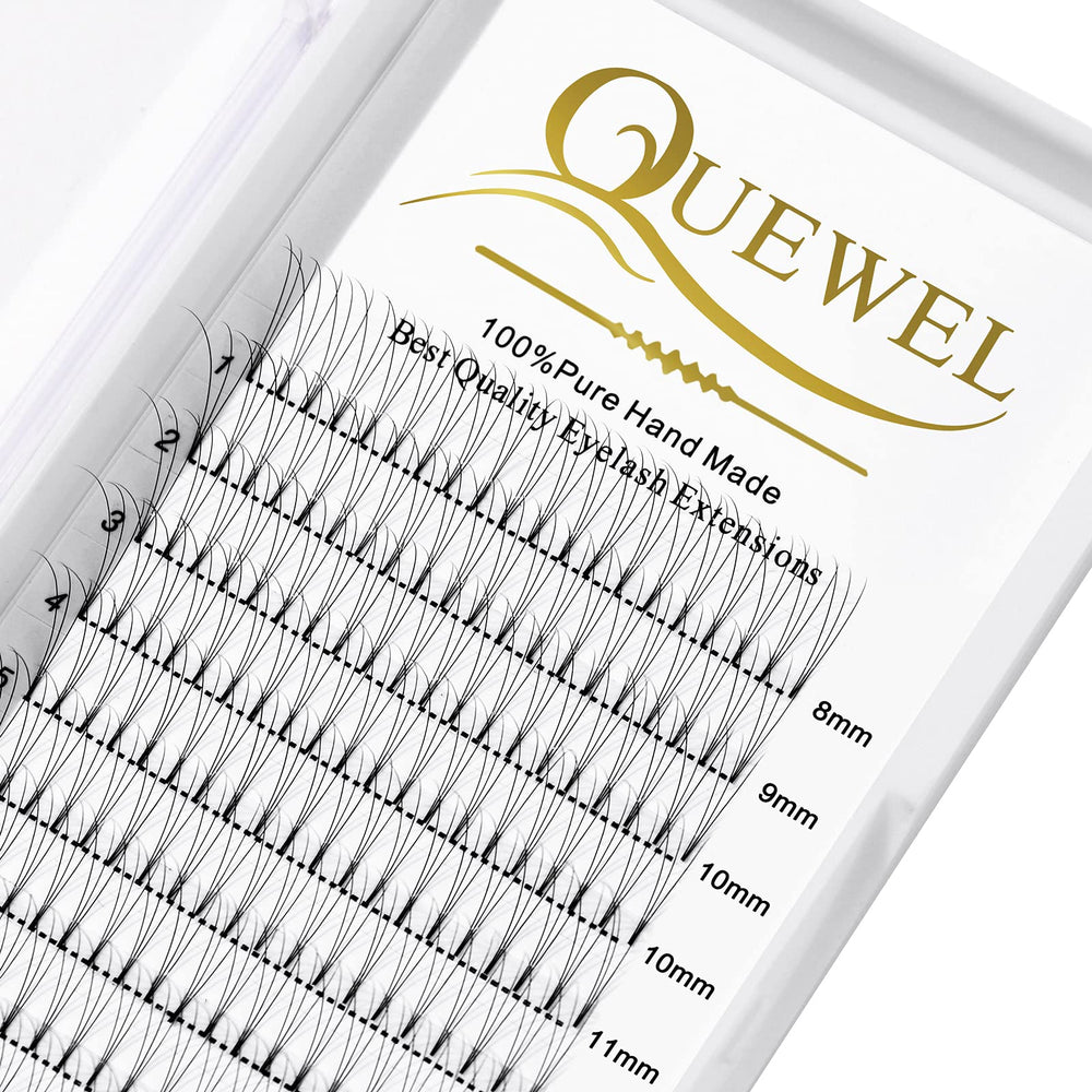 QUEWEL extensions de cils volume préfabriqués 3D 0,10 mm pose rapide