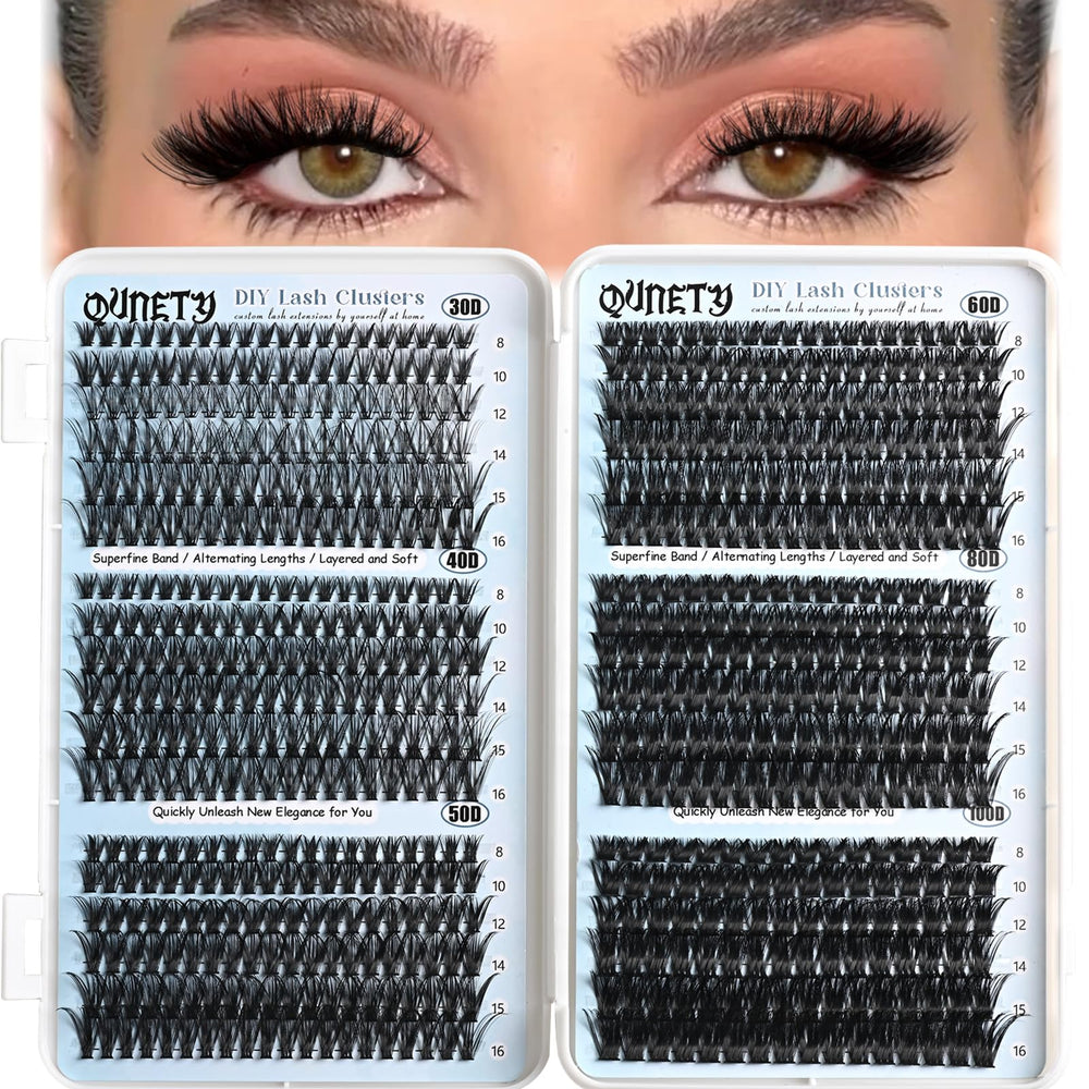 Cils en clusters QUNETY, emballage 720 pièces, idéal pour créer différents looks.