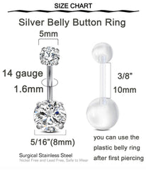 Anneau nombril QWALIT en acier inoxydable 14g, 10 mm avec billes 5 et 8 mm.