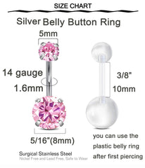 QWALIT bijou nombril plastique rose, option douce après piercing initial.