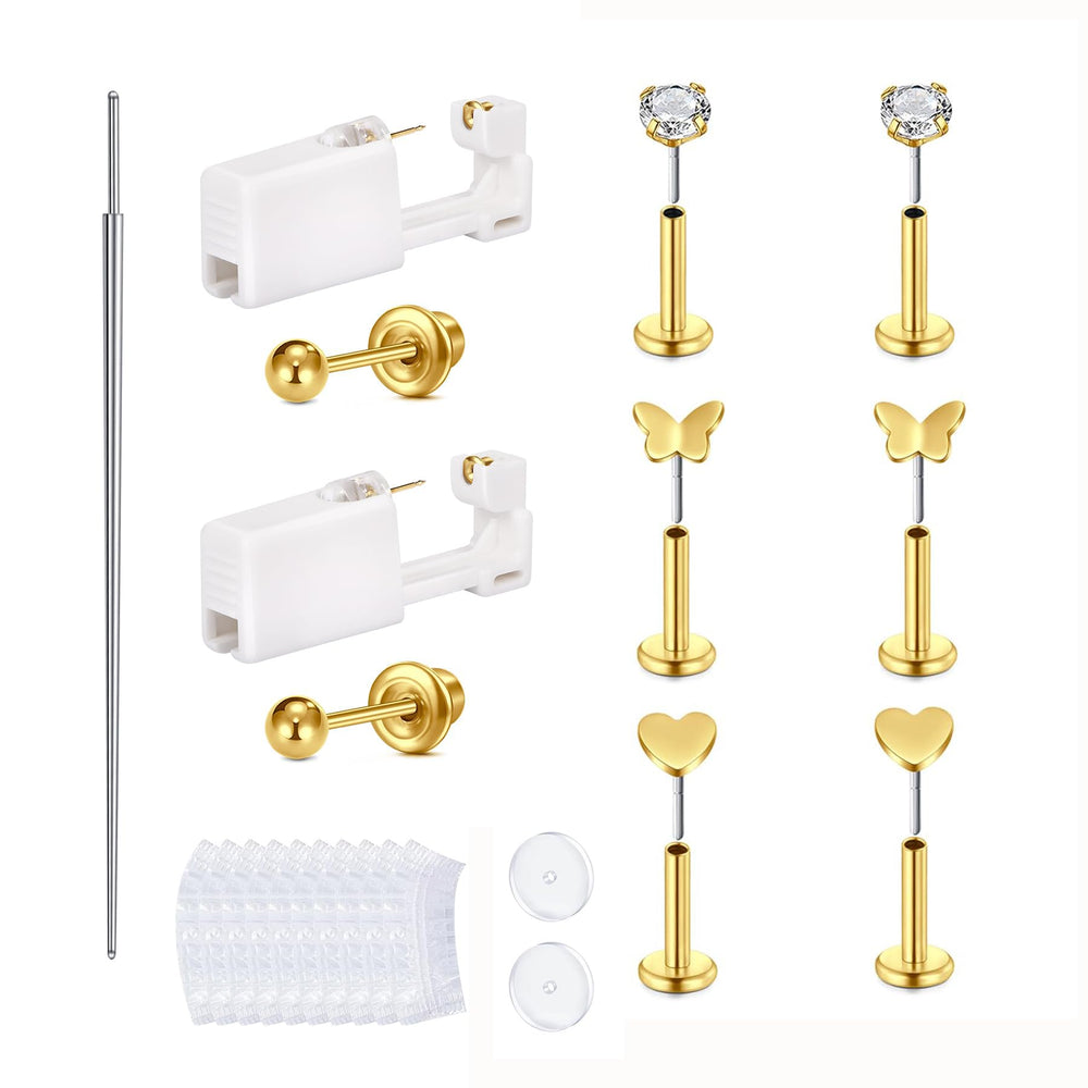 QWALIT kit piercing oreille or: ensemble complet pour piercings maison fiables