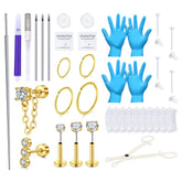 QWALIT kit piercing oreille or, ensemble pratique pour initiation et sécurité.