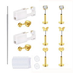 QWALIT kit piercing oreille or: ensemble complet pour piercings maison fiables