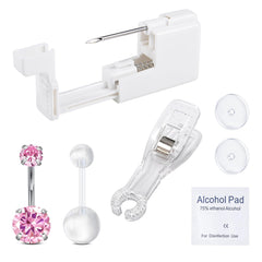 QWALIT pistolet piercing nombril rose, précision rapide pour débutants.