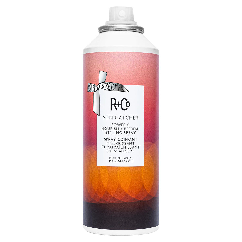 R+Co SUN CATCHER bouteille, protection UV et hydratation légère.