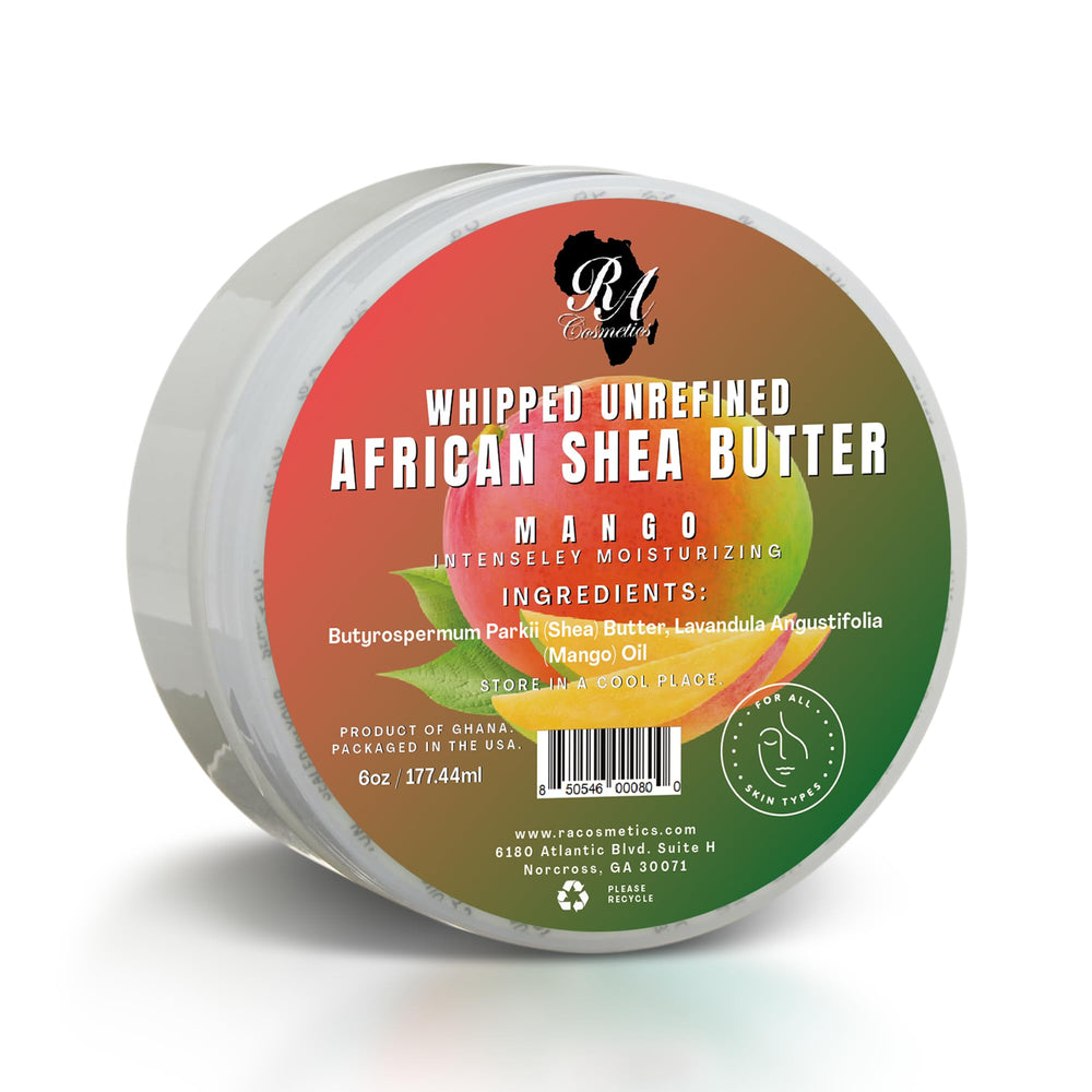 RA COSMETICS Beurre karité fouetté mangue – pot 6oz, hydratation nourrissante.