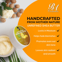 RA COSMETICS Ghana-sourced unrefined Shea packaging highlights natural roots