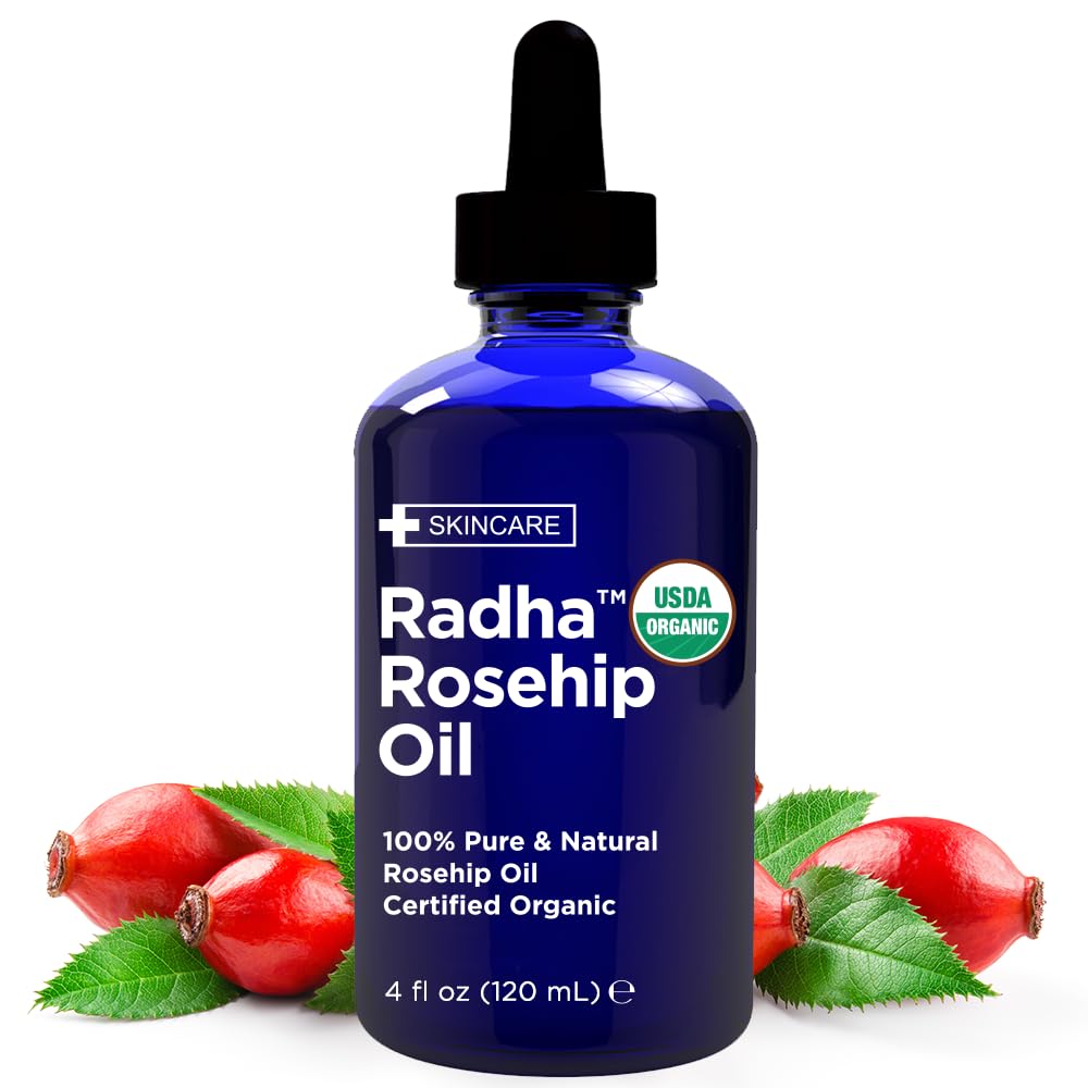 Radha Beauty huile rose musquée 4 oz en flacon, hydratation du visage
