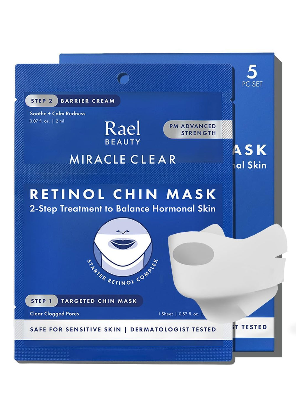 Rael masque menton retinol, visiblement atténue les imperfections ciblées du menton