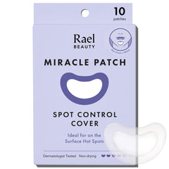 Pansement Rael hydrocolloïde grand-format sur bouton, absorption rapide et discrète.