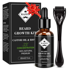 RAFFIN kit croissance barbe: huile 2onces pour une barbe plus fournie et saine.