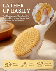 Rafow brosse-douche brins-nylon-denses: mousse riche et nettoyage en douceur.