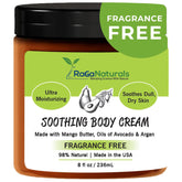 RaGaNaturals Crème Mangue en flacon, hydratation rapide pour peau sèche.