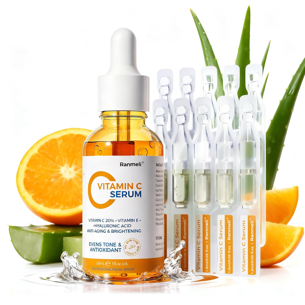 Ranmeli Vitamin C Serum bottle front, clean packaging for radiant skin