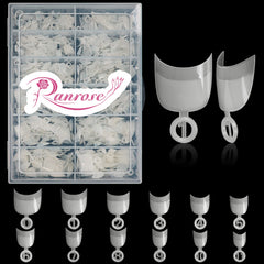 Ranrose 600pcs ongles courts ovales dans une boîte transparente pour un rangement rapide