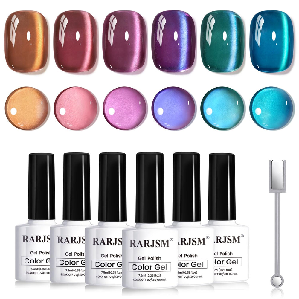 RARJSM Aurora vernis gel oeil-de-chat rose, éclat lumineux et effet aurora multidimensionnel