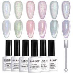 RARJSM Aurora Mermaid Vernis Gel Œil-Chat: effet velours et paillettes.