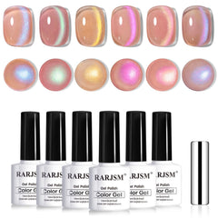 RARJSM Aurora œil-de-chat — ensemble de 6 vernis gel scintillants offrant un effet multidimensionnel.