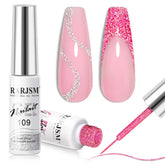 RARJSM Gel Liner Diamant Reflet Argent: scintillement en lumière directe pour ongles spectaculaires.