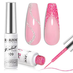RARJSM Gel Liner Diamant Reflet Argent: scintillement en lumière directe pour ongles spectaculaires.