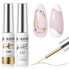 RARJSM gel liner bronze et blanc pour décor soigné des ongles.