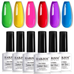 RARJSM Vernis gel translucide néon : ensemble de 6 teintes translucides pour nail art lumineux.