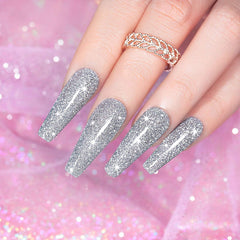 Vernis gel RARJSM argent paillettes – tenue longue durée