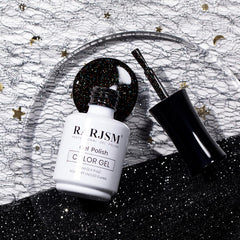 RARJSM Vernis Gel Noir Fini Brillant, aspect lisse et glamour au quotidien.