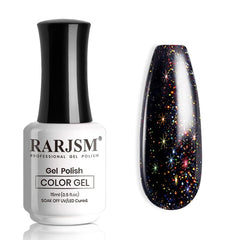 RARJSM Vernis Gel Noir Paillettes Irisées, éclat durable pour toutes occasions.