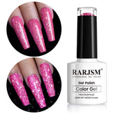Vernis gel RARJSM paillette reflet rose neon pour brillance durable