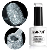Vernis gel RARJSM paillettes argent – brillance durable sur les ongles
