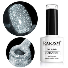 Vernis gel RARJSM paillettes argent – brillance durable sur les ongles
