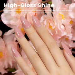 Vernis Gel Rose Mauve Translucide RARJSM sur ongle, éclat naturel et discret