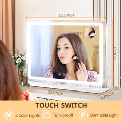 Ratsamee Miroir Vanité avec 3 couleurs de lumière pour s'adapter.