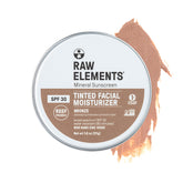 Raw Elements bronze tinted face cream bottle for lightweight sun protection.