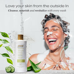 Texture du gel douche hydratant RAW SUGAR au thé vert et aloe.