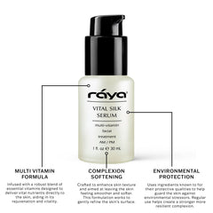 Raya Vital Silk Serum, teint-lisse, peau plus uniforme et lumineuse.