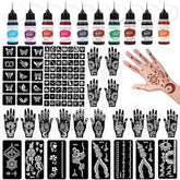 RAZET kit tatouage temporaire avec 10 colorants, prêt pour des designs vibrants.