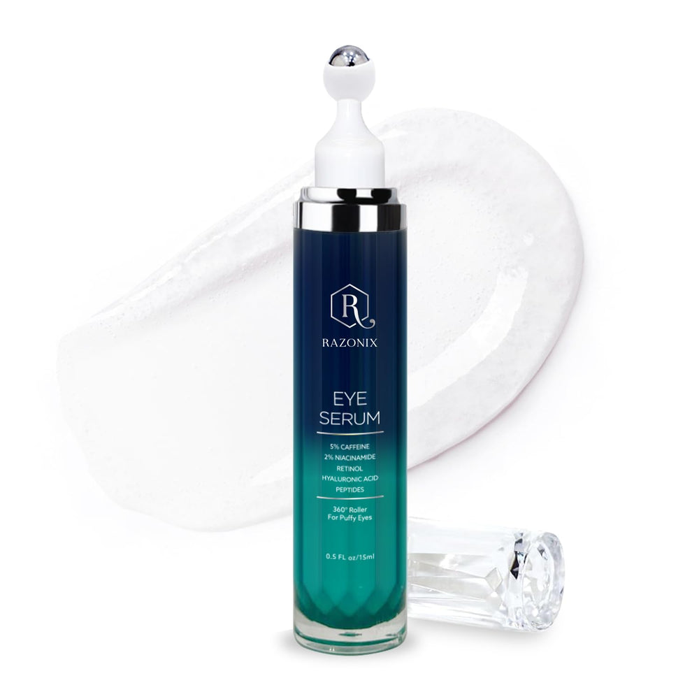 RAZONIX eye bags treatment cooling roller used to refresh the under-eye area.