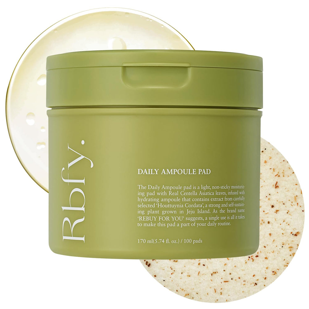 Rbfy Pad ampoule quotidiens sur visage, hydratation douce et réconfort.