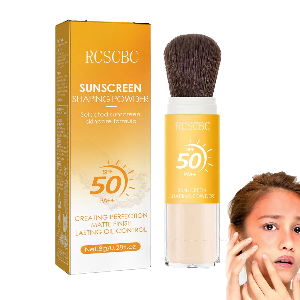 RCSCBC poudre solaire visage et pinceau: application précise et fini mat